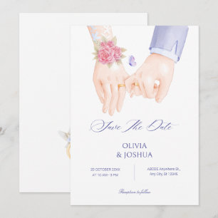 Save The Date Alliance de mariage tenant des mains élégantes et 