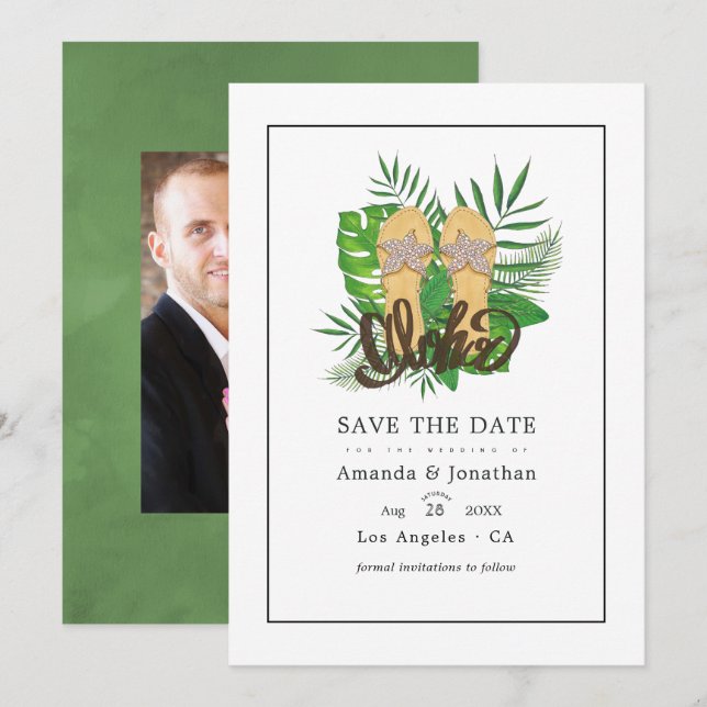 Save The Date Aloha Summer Beach Mariage Enregistrer La Date (Devant / Derrière)