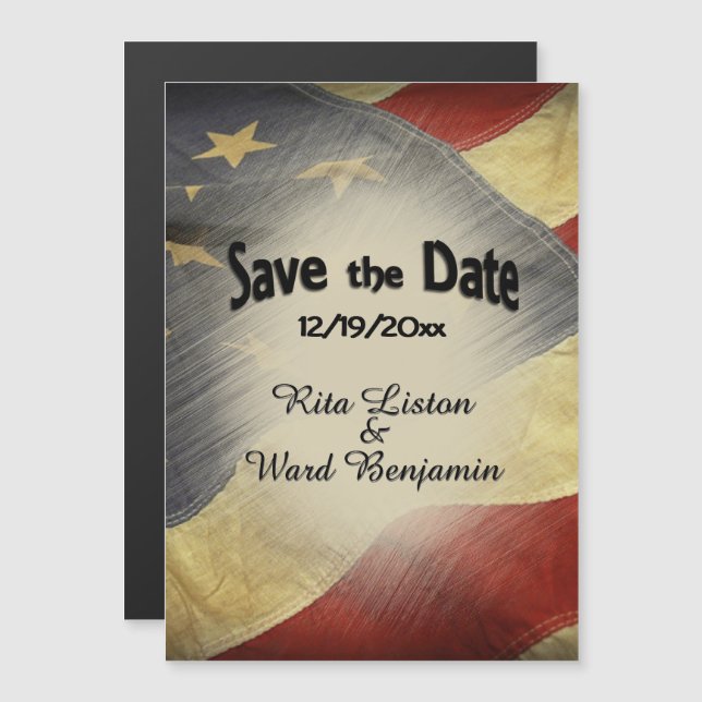 Save the Date American Flag Magnetic Invitation (Front/Back)
