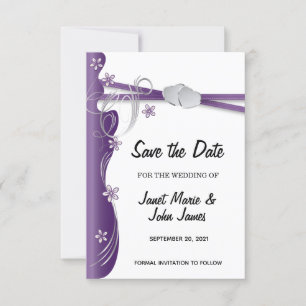 Save The Date Améthyste violet et argent