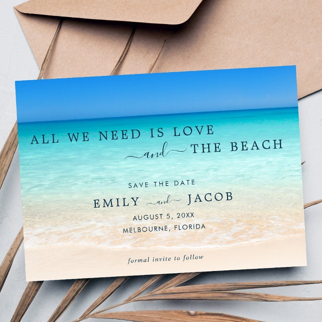 Save The Date Amour et mariage sur la plage (Love and the Beach Wedding Save the Date)