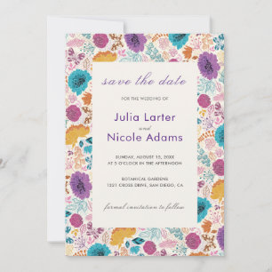 Save The Date Amour Fleurissant Fleurs Romantiques Rose Violet M