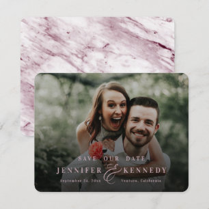 Save The Date Ampersand luxueux en marbre rose poussiéreux et ph