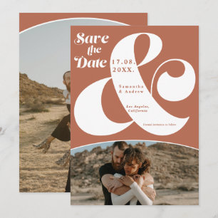 Save The Date Ampersand moderne en terre cuite 2 photos enregist