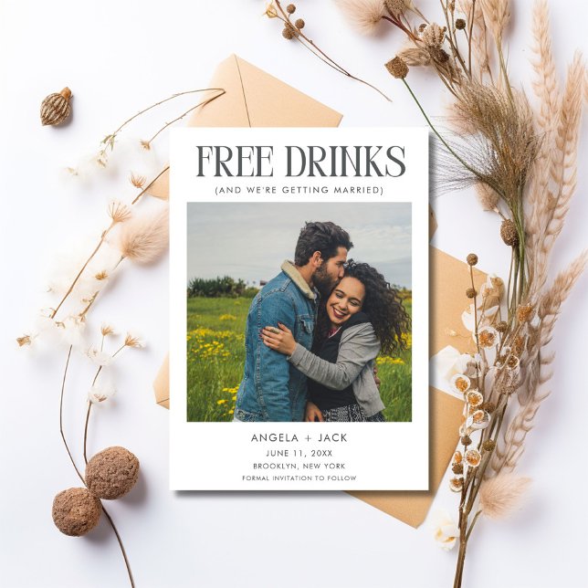 Save The Date Amusant Noir Blanc photo mariage Enregistrer la da (Unique Photo Wedding Save the Date)