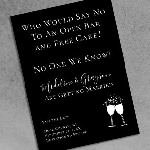 Save The Date Amusant Open Bar Gratuit Mariage De Gâteau Enregis