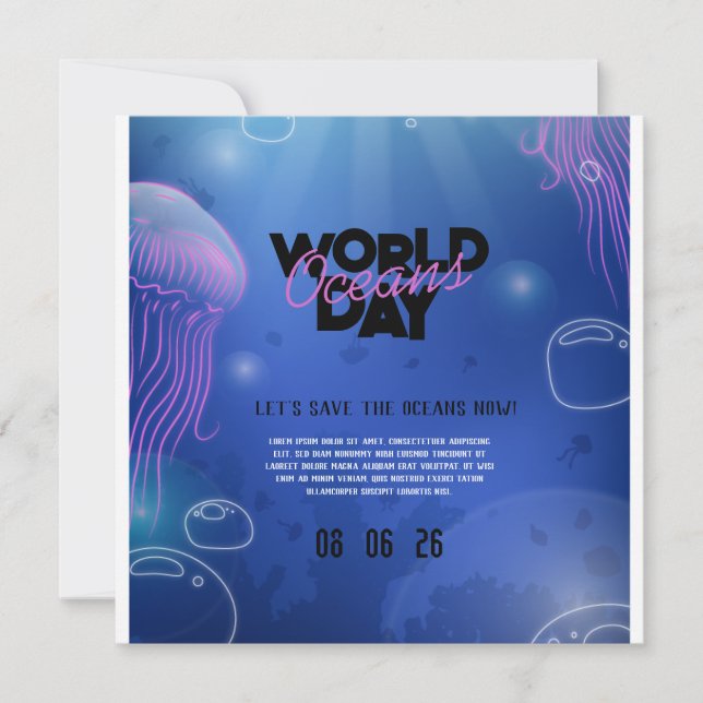 Save The Date Amusants Neon Glow Blue Green Pool Party Boys Anni (Devant)