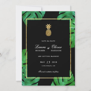 Save The Date Ananas tropical Enregistrer la date, noir et or