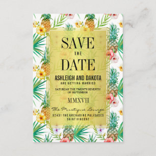 Save The Date Ananas Tropical & Hibiscus Enregistrer La Date