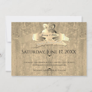 Save The Date Ancienne Anneau Or Claddagh Plat Enregistrer La Ca