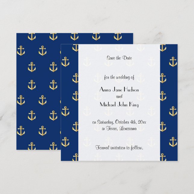 Save The Date Ancre, Ancre De Bateau, Ancre De Navire, Enregistr (Devant / Derrière)