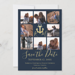 Save The Date Ancre Monogramme marine Blue Multi Photo