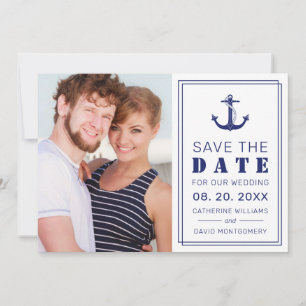 Save The Date Ancre nautique Bleu minimaliste photo Mariage