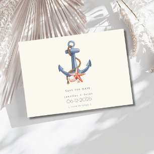 Save The Date Ancre nautique Photo Plage côtière Mariage