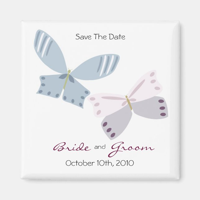 Save The Date and Butterflies Magnet (Front)