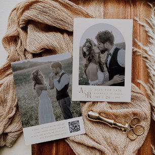 Save The Date ANDREA Crème d'or moderne minimaliste Mariage simp