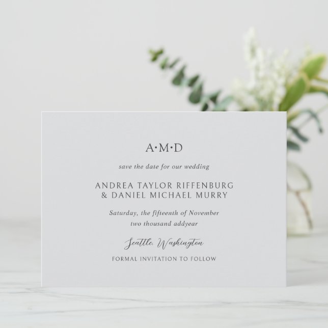 Save The Date Andrea Grey Mariage élégant (Debout devant)