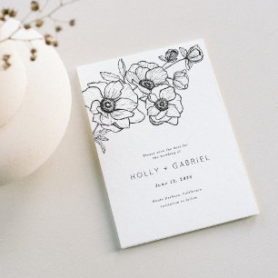 Save The Date Anemone Bouquet Mariage Enregistrer La Date