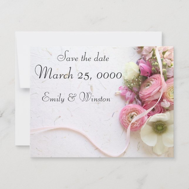 Save The Date Anémones, ranunculus, ruban (Devant)