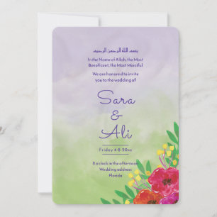 Save The Date Anglais-musulman Lavande d'aquarelle fleurie