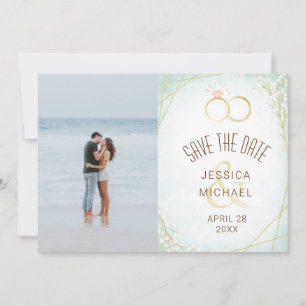 Save The Date Anneaux d'aquarelle moderne brindilles photo géomé