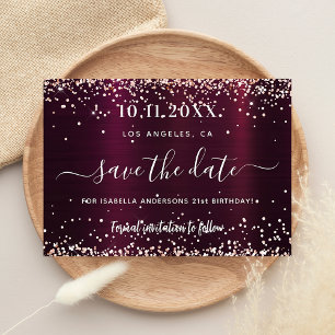 Save The Date Anniversaire Bourgogne rose or enregistrer la date