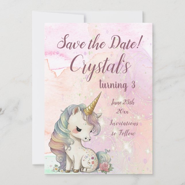 Save The Date Anniversaire de la licorne magique (Devant)