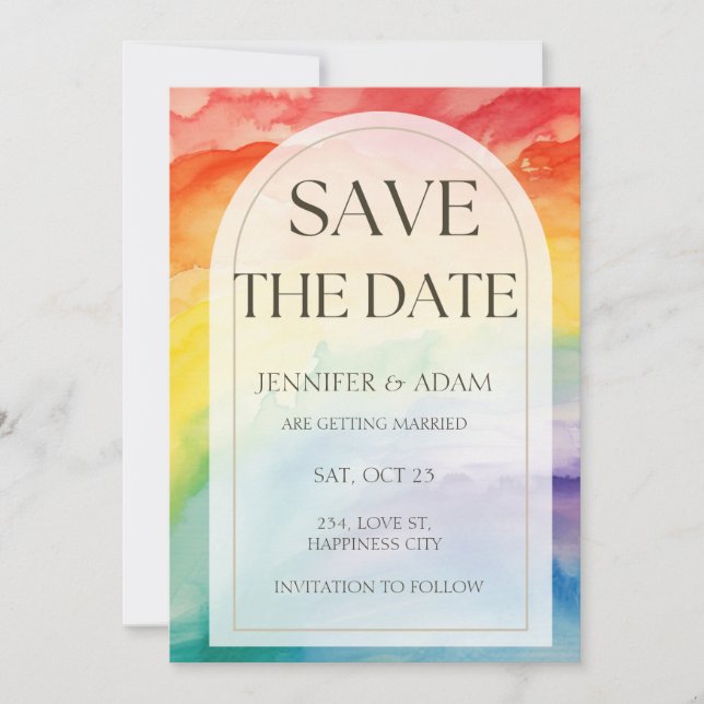 Save The Date Annonce arc-en-ciel gay lesbienne pour réserver la (Devant)
