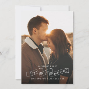 Save The Date Annonce de changement de date de photo d'amour pat