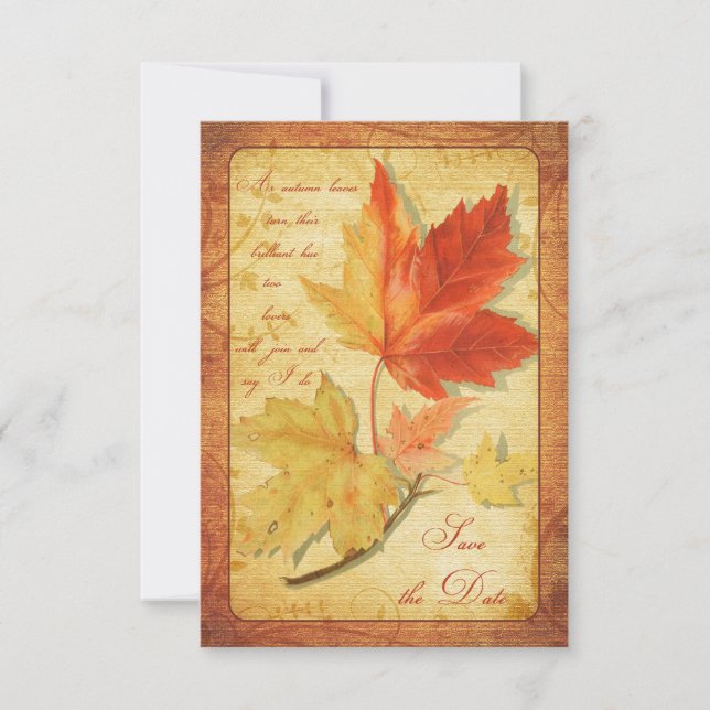 Save The Date Annonce de mariage aux feuilles d'automne, Enregis (Devant)