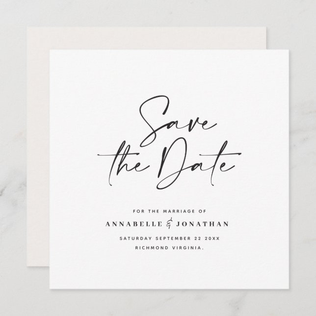 Save The Date Annonce de mariage en typographie manuscrite moder (Devant / Derrière)