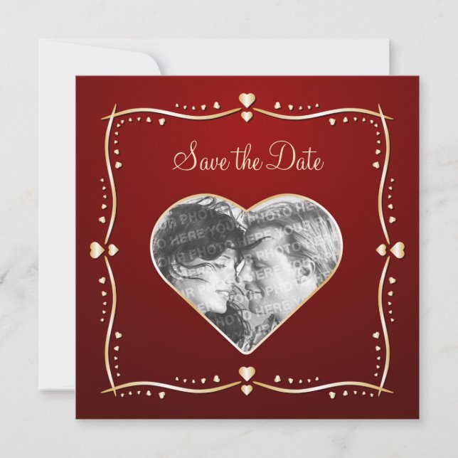 Save The Date Annonce de mise en vente de cœurs dorés (Devant)