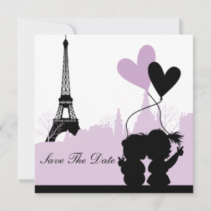 Save The Date Annonce de Paris Enregistrer la Date (Violet 2)
