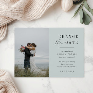 Save The Date Annonce de report de mariage Modern Sage