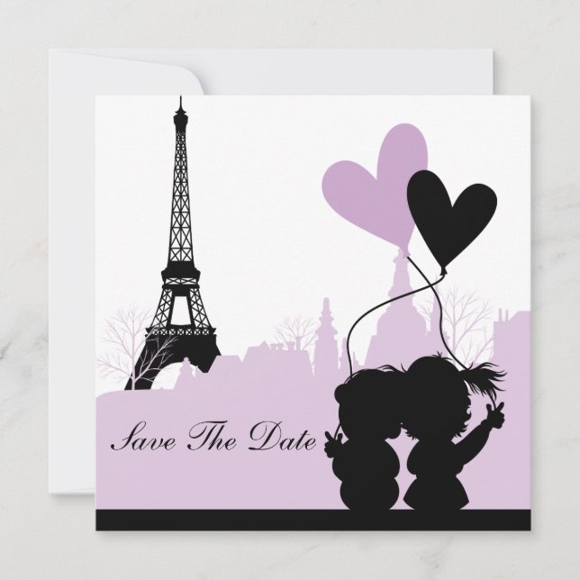 Save The Date Annonce de sauvegarde de date à Paris (Violet 2) (Devant)
