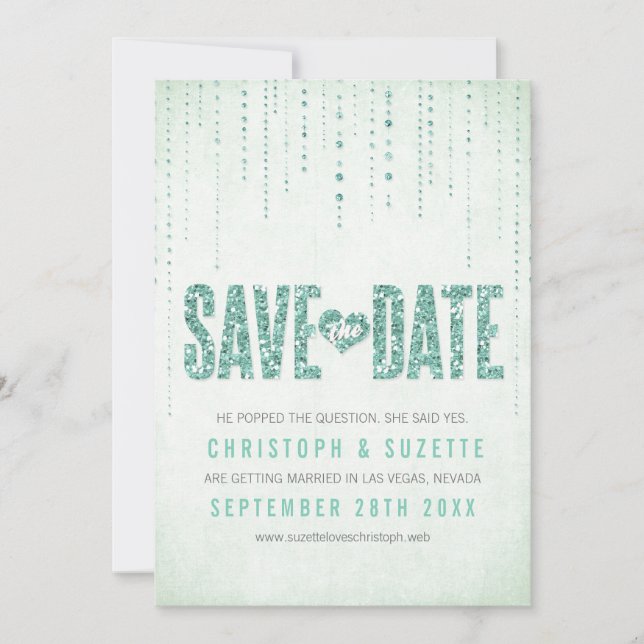 Save The Date Annonce de sauvegarde de date avec effet pailleté (Devant)