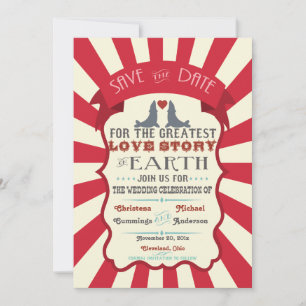 Save The Date Annonce de sauvegarde de date de cirque rétro vint