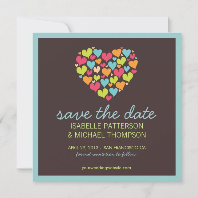 Save The Date Annonce de sauvegarde de date de nombreux cœurs d' (Devant)