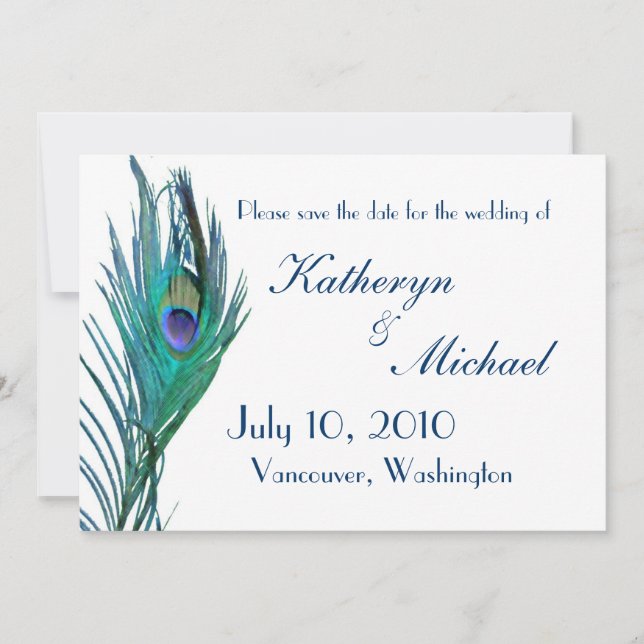 Save The Date Annonce de sauvegarde de la date de Paon (Devant)