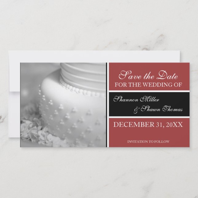 Save the Date Announcement Photo Cards {Red} (Front)