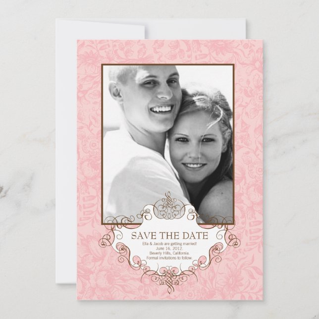 Save the Date Announcement  // Pink Elegance (Front)
