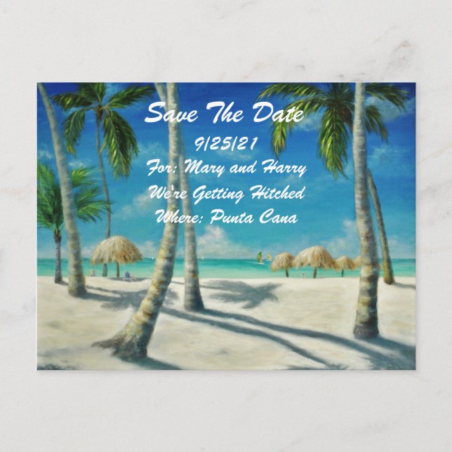 Save The Date Announcement Postcard w Original Art (Front)