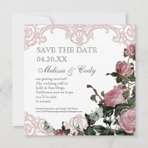 Save the Date Announcement - Trellis Rose Vintage