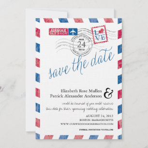 Save The Date Antique Airmail Enregistrer la date