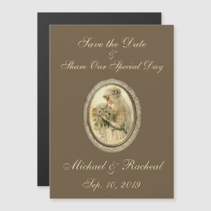 Save the Date Antique Bride Chocolate Magnetic Invitation