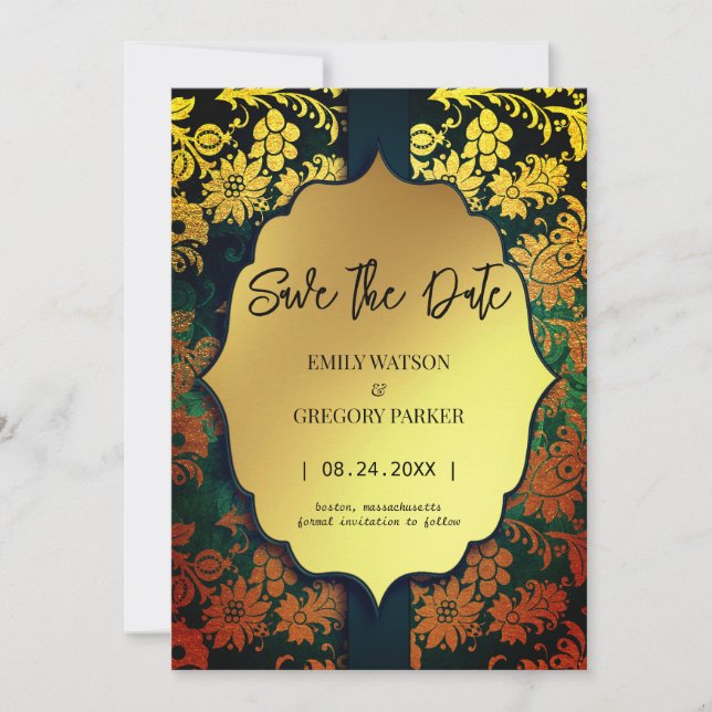 Save The Date Antique cadre vieux or enregistrer la date (Devant)