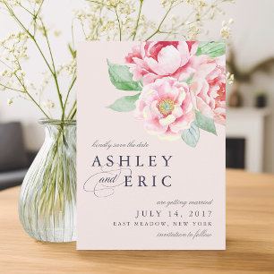 Save The Date Antique Peony Blush Floral Mariage