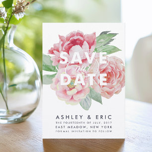 Save The Date Antique Peony Sauvez notre date
