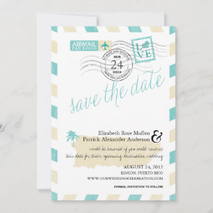 Save The Date Antique Porto Rico Airmail Enregistrer la date