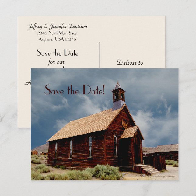 Save the Date ANY Anniversary Party Old WoodChurch Announcement Postcard (Front/Back)